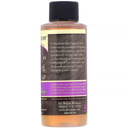 Dr. Woods, Raw Black Soap, with Fair Trade Shea Butter, Original, 2 fl oz (59 ml):المنظفات, غسل ال,جه