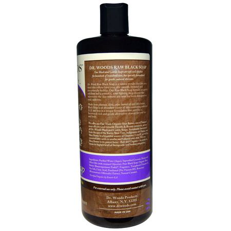 Dr. Woods, Raw Black Soap with Fair Trade Shea Butter, Fair Trade, Original, 32 fl oz (946 ml):المنظفات, غسل ال,جه