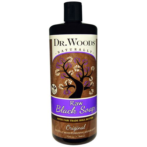 Dr. Woods, Raw Black Soap with Fair Trade Shea Butter, Fair Trade, Original, 32 fl oz (946 ml) فوائد