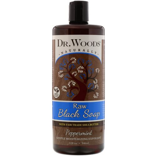 Dr. Woods, Raw Black Soap, with Fair Trade Shea Butter, Peppermint, 32 fl oz (946 ml) فوائد