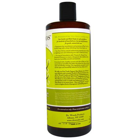 Dr. Woods, Tea Tree Castile Soap with Fair Trade Shea Butter, 32 fl oz (946 ml):المنظفات, غسل ال,جه