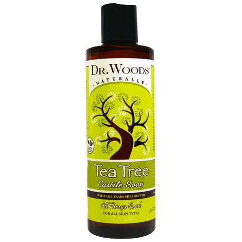 Dr. Woods, Tea Tree Castile Soap with Fair Trade Shea Butter, 8 fl oz (236 ml) فوائد