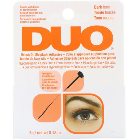 DUO, Brush On Striplash Adhesive, Dark Tone, 0.18 oz (5 g):الرم,ش, العي,ن
