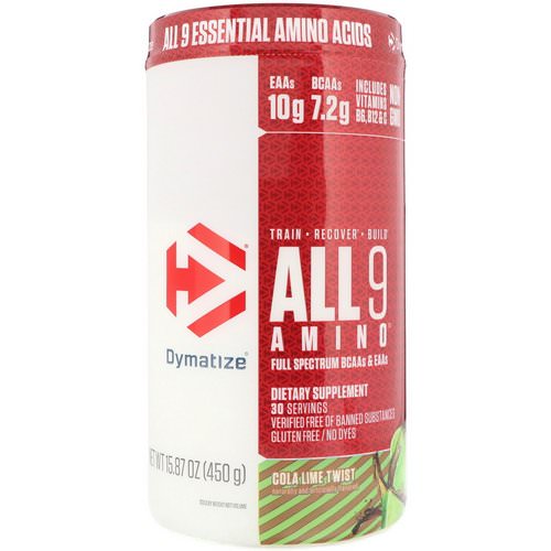 Dymatize Nutrition, All 9 Amino, Cola Lime Twist, 15.87 oz (450 g) فوائد