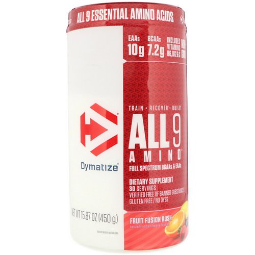 Dymatize Nutrition, All 9 Amino, Fruit Fusion Rush, 15.87 (450 g) فوائد