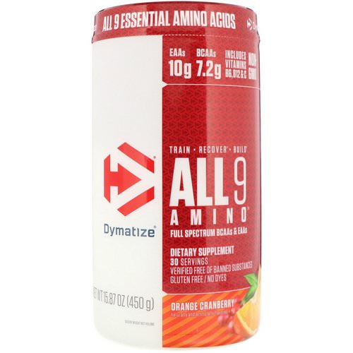 Dymatize Nutrition, All 9 Amino, Orange Cranberry, 15.87 oz (450 g) فوائد