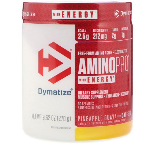 Dymatize Nutrition, AminoPro with Energy, Pineapple Guava with Caffeine, 9.52 oz (270 g) فوائد
