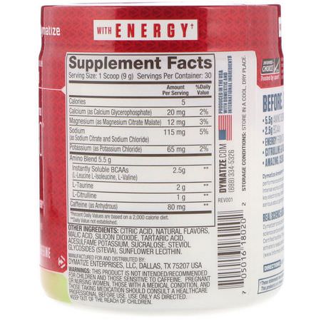 Dymatize Nutrition, AminoPro with Energy, Strawberry Kiwi with Caffeine, 9.52 oz (270 g):المنحلات بالكهرباء, الترطيب