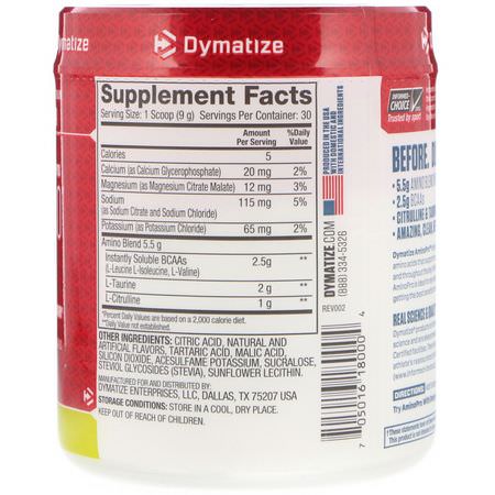 Dymatize Nutrition, AminoPro, Lemon Lime, 9.52 oz (270 g):BCAA,الأحماض الأمينية