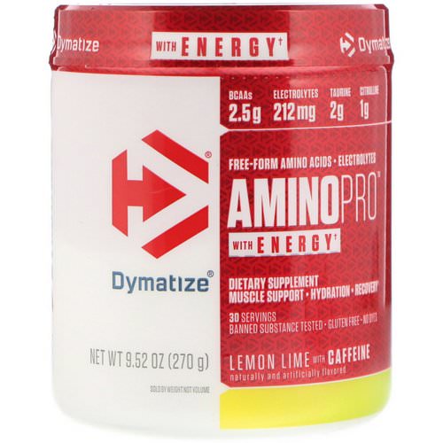 Dymatize Nutrition, AminoPro with Energy, Lemon Lime with Caffeine, 9.52 oz (270 g) فوائد