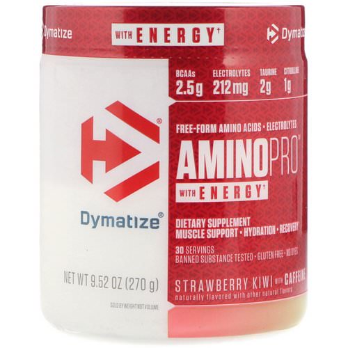 Dymatize Nutrition, AminoPro with Energy, Strawberry Kiwi with Caffeine, 9.52 oz (270 g) فوائد