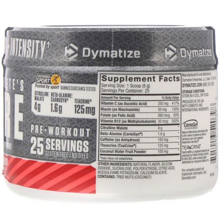 Dymatize Nutrition, Athlete's Pre, Pre-Workout, Fruit Punch, 7.05 oz (200 g):Citrulline Malate, أكسيد النيتريك