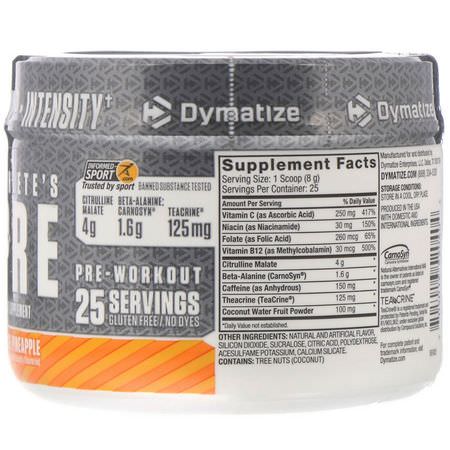 Dymatize Nutrition, Athlete's Pre, Pre-Workout, Orange Pineapple, 7.05 oz (200 g):Citrulline Malate, أكسيد النيتريك
