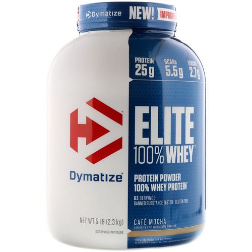 Dymatize Nutrition, Elite, 100% Whey Protein Powder, Cafe Mocha, 5 lbs (2.27 kg) فوائد
