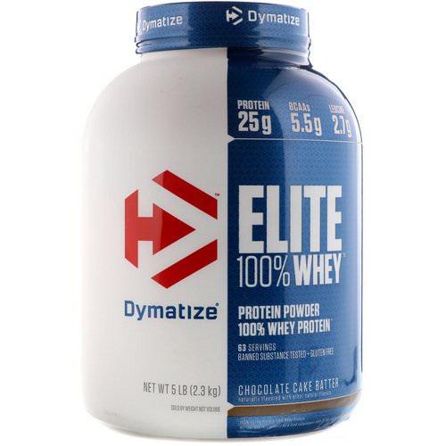 Dymatize Nutrition, Elite, 100% Whey Protein Powder, Chocolate Cake Batter, 5 lbs (2.3 kg) فوائد
