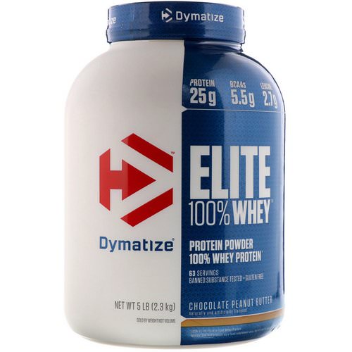 Dymatize Nutrition, Elite 100% Whey Protein Powder, Chocolate Peanut Butter, 5 lb (2.3 kg) فوائد