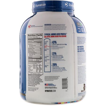 Dymatize Nutrition, Elite 100% Whey Protein Powder, Cookies & Cream, 5 lbs (2.3 kg):بر,تين مصل اللبن, التغذية الرياضية