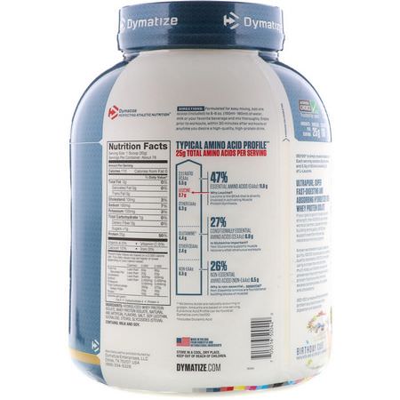 Dymatize Nutrition, ISO 100 Hydrolyzed 100% Whey Protein Isolate, Birthday Cake, 5 lb (2.3 kg):بر,تين مصل اللبن, التغذية الرياضية