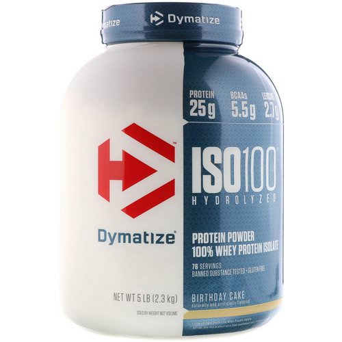 Dymatize Nutrition, ISO 100 Hydrolyzed 100% Whey Protein Isolate, Birthday Cake, 5 lb (2.3 kg) فوائد