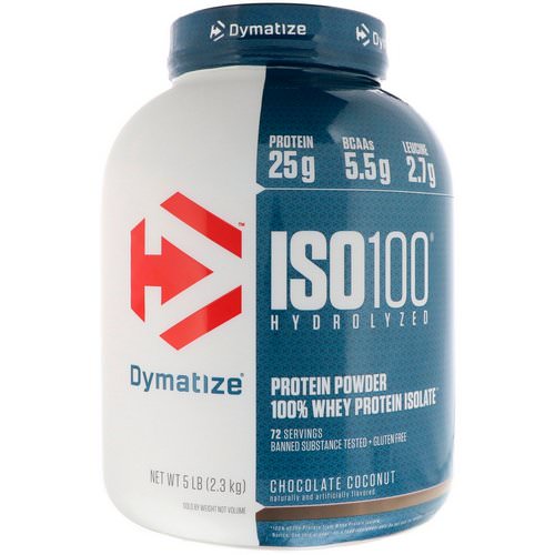 Dymatize Nutrition, ISO 100 Hydrolyzed 100% Whey Protein Isolate, Chocolate Coconut, 5 lb (2.3 kg) فوائد