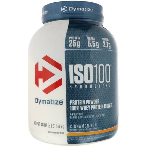 Dymatize Nutrition, ISO 100 Hydrolyzed, 100% Whey Protein Isolate, Cinnamon Bun, 3 lbs (1.4 kg) فوائد