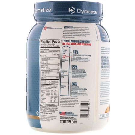 Dymatize Nutrition, ISO 100 Hydrolyzed, 100% Whey Protein Isolate, Peanut Butter, 1.6 lbs (725 g):بر,تين مصل اللبن, التغذية الرياضية