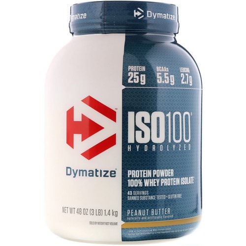 Dymatize Nutrition, ISO 100 Hydrolyzed, 100% Whey Protein Isolate, Peanut Butter, 3 lbs (1.4 kg) فوائد