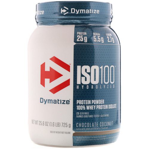 Dymatize Nutrition, ISO 100, Hydrolyzed, 100% Whey Protein Isolate Powder, Chocolate Coconut, 1.6 lbs (725 g) فوائد