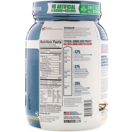 Dymatize Nutrition, ISO100 Hydrolyzed, 100% Whey Protein Isolate, Natural Vanilla, 1.6 lbs (725 g):بر,تين مصل اللبن, التغذية الرياضية