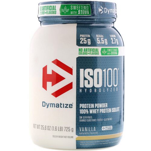 Dymatize Nutrition, ISO100 Hydrolyzed, 100% Whey Protein Isolate, Natural Vanilla, 1.6 lbs (725 g) فوائد