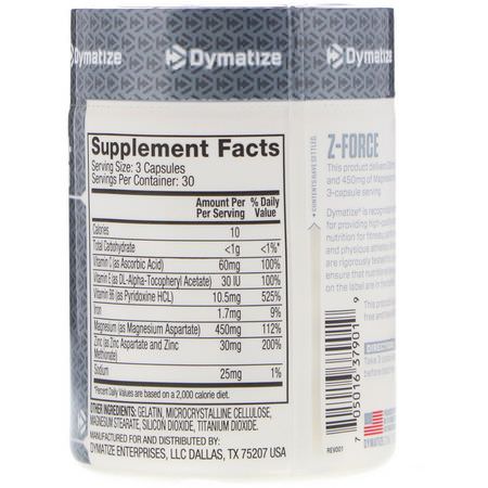 Dymatize Nutrition, Z-Force, 90 Capsules:متعدد المعادن, المعادن