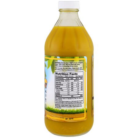 Dynamic Health Laboratories, Certified Organic Ginger, 100% Juice, Unsweetened, 16 fl oz (473 ml):جذر الزنجبيل, المعالجة المثلية
