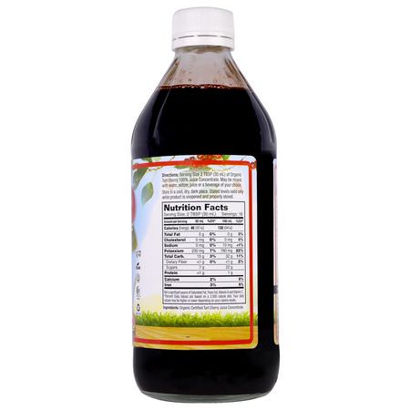 Dynamic Health Laboratories, Certified Organic Tart Cherry, 100% Juice Concentrate, Unsweetened, 16 fl oz (473 ml):Black, Chart Fruit Tart