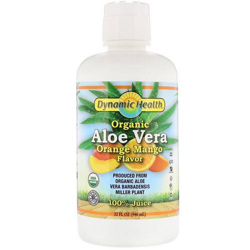 Dynamic Health Laboratories, Organic Aloe Vera 100% Juice, Orange Mango Flavor, 32 fl oz (946 ml) فوائد