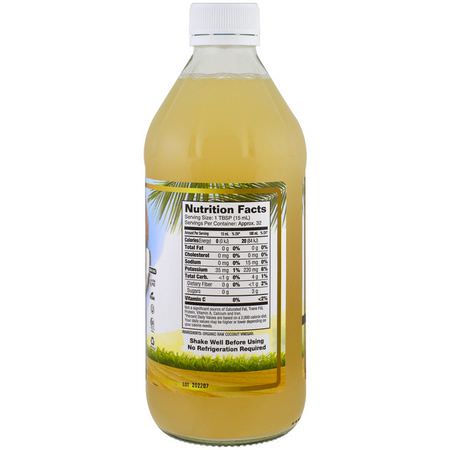 Dynamic Health Laboratories, Organic Coconut Vinegar with Mother, 100% Raw Vinegar, 16 fl oz (473 ml):الخل, الخل