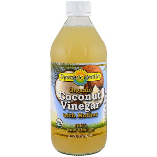 Dynamic Health Laboratories, Organic Coconut Vinegar with Mother, 100% Raw Vinegar, 16 fl oz (473 ml) فوائد