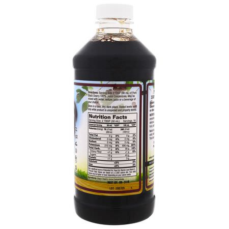 Dynamic Health Laboratories, Pure Black Cherry, 100% Juice Concentrate, Unsweetened, 16 fl oz (473 ml):Black, Chart Fruit Tart