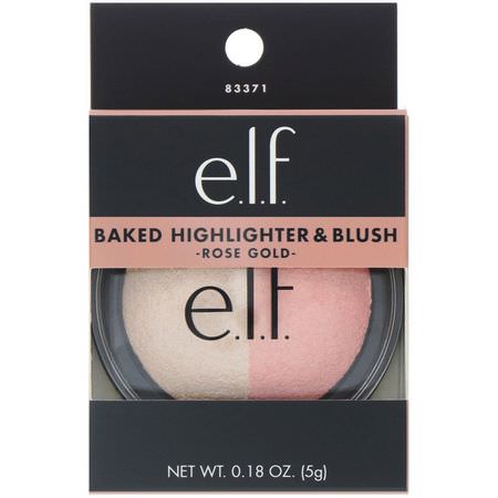 E.L.F, Baked Highlighter & Blush, Rose Gold, 0.18 oz (5 g):تمييز, أحمر الخد,د
