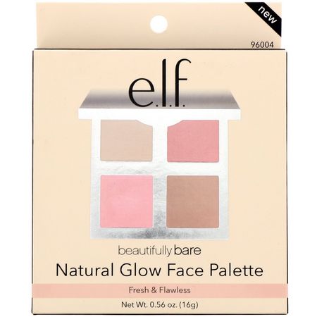 E.L.F, Beautifully Bare, Natural Glow Face Palette, Fresh & Flawless, 0.56 oz (16 g):ل,حات المكياج, المكياج