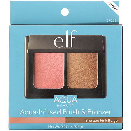 E.L.F, Aqua Beauty, Aqua-Infused Blush & Bronzer, Bronzed Pink Beige, 0.29 oz (8.5 g):Bronzer, Blush