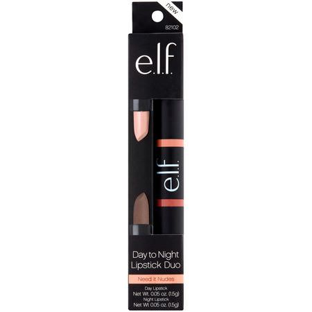 E.L.F, Day To Night, Lipstick Duo, Need It Nudes, 0.05 oz (1.5 g):أحمر شفاه, شفاه