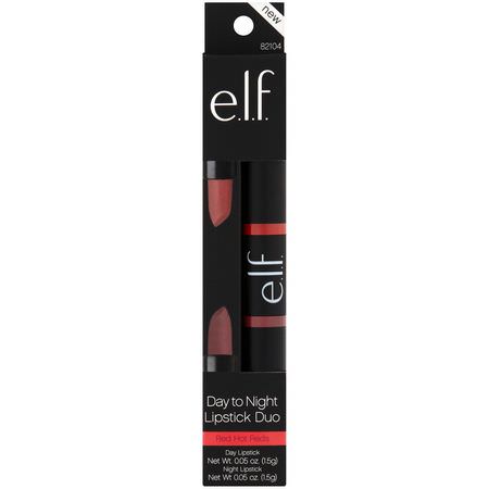 E.L.F, Day To Night, Lipstick Duo, Red Hot Reds, 0.05 oz (1.5 g):أحمر الشفاه, الشفاه
