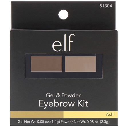 E.L.F, Eyebrow Kit, Gel & Powder, Ash, Gel 0.05 oz (1.4 g) Powder 0.08 oz. (2.3 g):Gels, أقلام تحديد الح,اجب