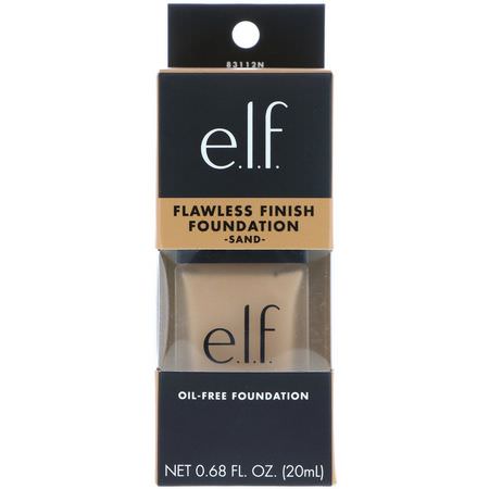 E.L.F, Flawless Finish Foundation, Oil Free, Sand, 0.68 fl oz (20 ml):Liquid Foundation, وجه