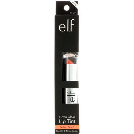 E.L.F, Gotta Glow Lip Tint, Perfect Peach, 0.13 oz (3.8 g):Lip Stain, شفاه