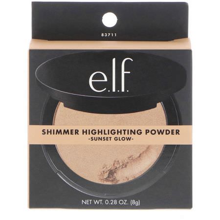 E.L.F, Shimmer Highlighting Powder, Sunset Glow, 0.28 oz (8 g):تمييز, الخدين