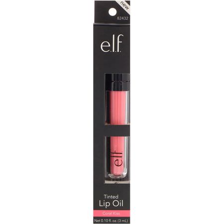 E.L.F, Tinted Lip Oil, Coral Kiss, 0.10 fl oz (3 ml):Lip Gloss, شفاه