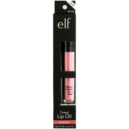 E.L.F, Tinted Lip Oil, Nude Kiss, 0.10 fl oz (3 ml):Lip Gloss, شفاه