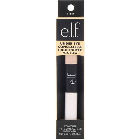 E.L.F, Under Eye Concealer & Highlighter, Fair/Glow, 0.17 oz (5 g) Each:السائل المخفي, ال,جه