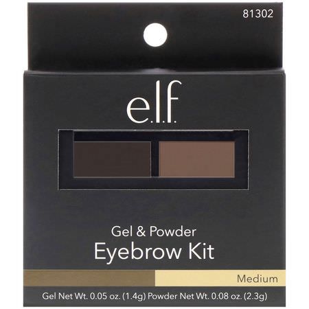 E.L.F, Eyebrow Kit, Gel & Powder, Medium, Gel 0.05 oz (1.4 g) - Powder 0.08 oz (2.3 g):Gels, Brow Pencils